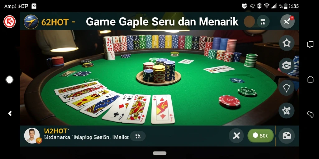 Screenshot gameplay Gaple 62HOT yang menarik dan seru.
