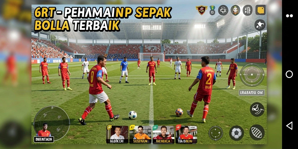 Gameplay seru di lapangan sepak bola dengan grafis menawan.