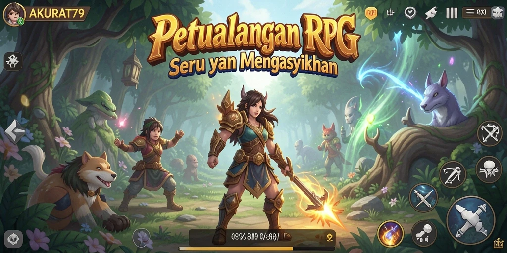 Tangkapan layar dari gameplay AKURAT79 yang menampilkan aksi RPG epik.
