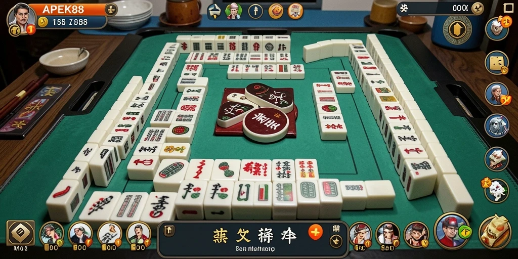 Gameplay APEK88 dengan desain ubin Mahjong yang menarik.