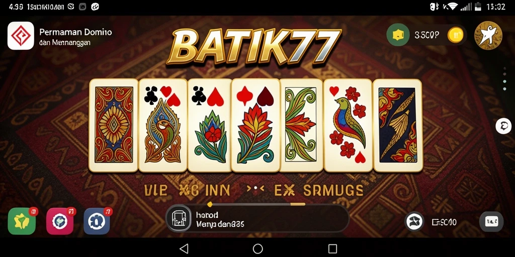 Tampilan antarmuka gameplay Domino yang menarik pada BATIK77.