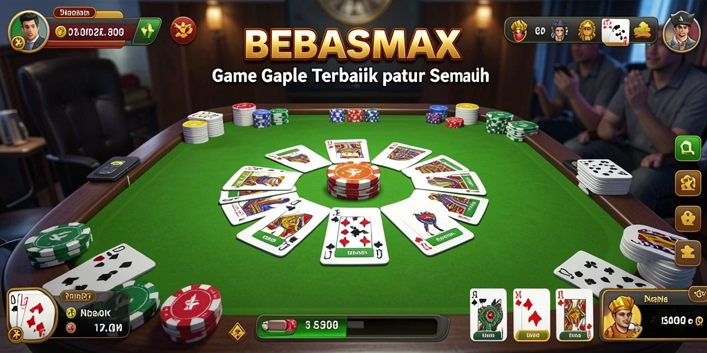 Gameplay seru Gaple dalam BEBASMAX, nikmati setiap momennya.