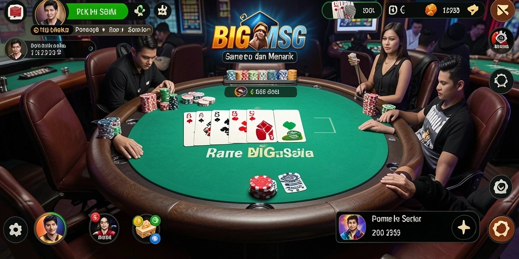 Screenshot BIGMSG menunjukkan gameplay poker yang menarik dan penuh strategi.