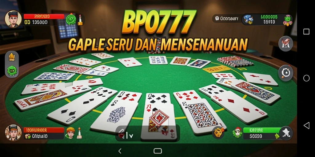 Gameplay seru BPO777 dengan grafik menarik permainan Gaple.