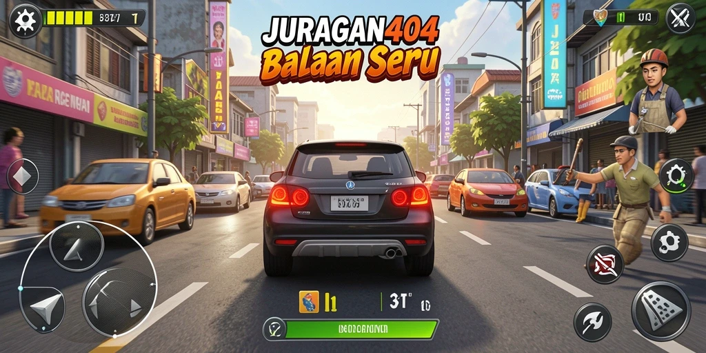 Tampilan menarik dari gameplay JURAGAN404 saat balapan di trek menantang.