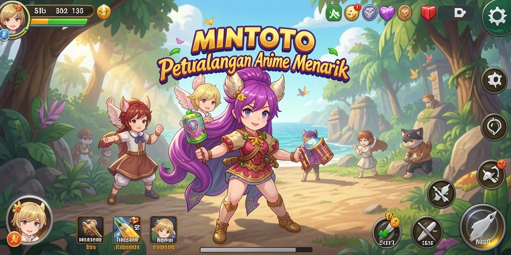 Tampilan gameplay yang menakjubkan dari MINTOTO dengan karakter Anime ikonik.