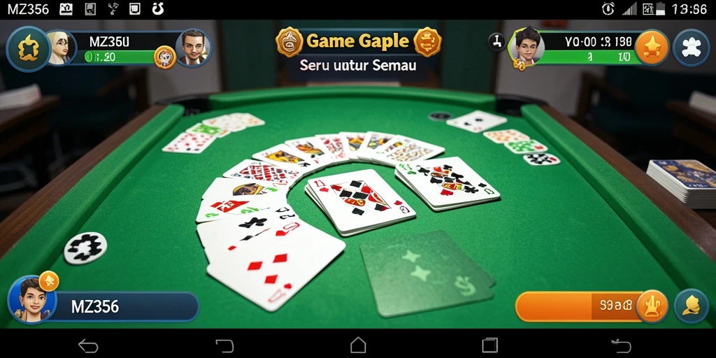 Screenshot gameplay MZ356 menampilkan suasana seru permainan Gaple.