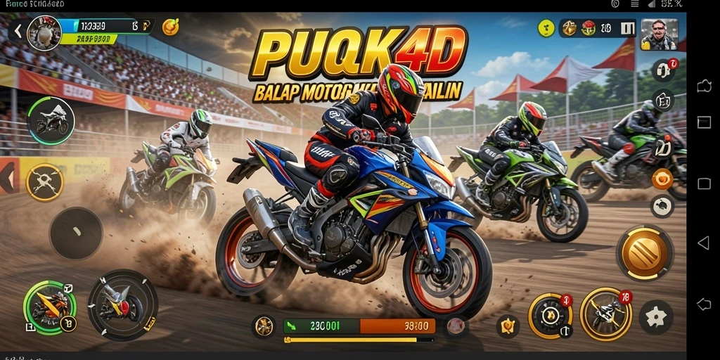 Screenshot gameplay PUCUK4D menampilkan balapan motor yang seru dan cepat.