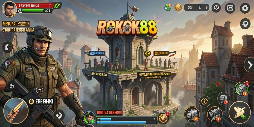 Tampilan seru gameplay ROKOK88 di Tower Defense.