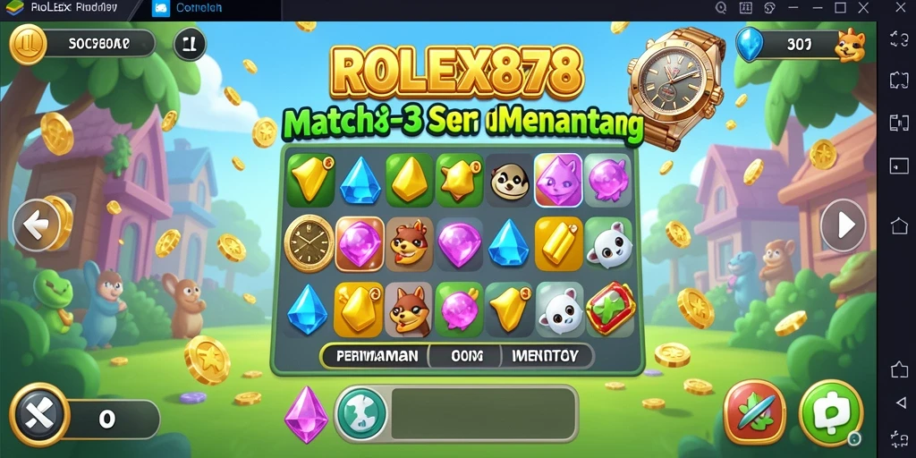 Tampilan gameplay Match-3 yang penuh warna dan menantang.