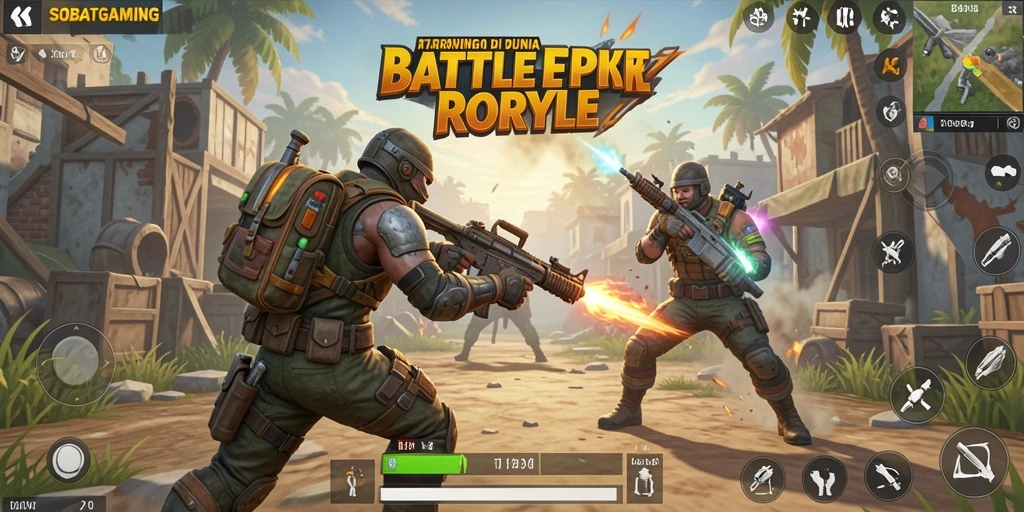 Tangkapan layar gameplay SOBATGAMING yang menegangkan di medan pertempuran.