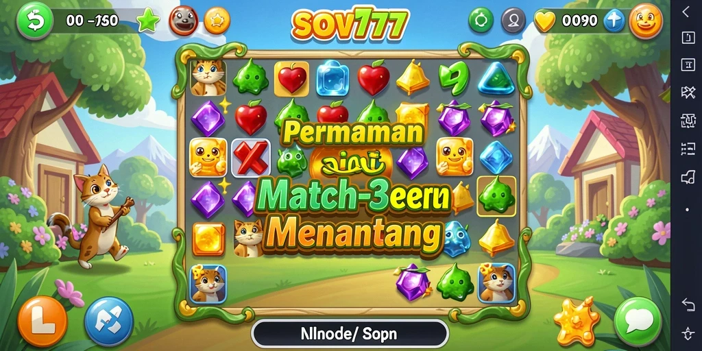 Tangkapan layar gameplay SOV777 dengan level Match-3 yang menantang.