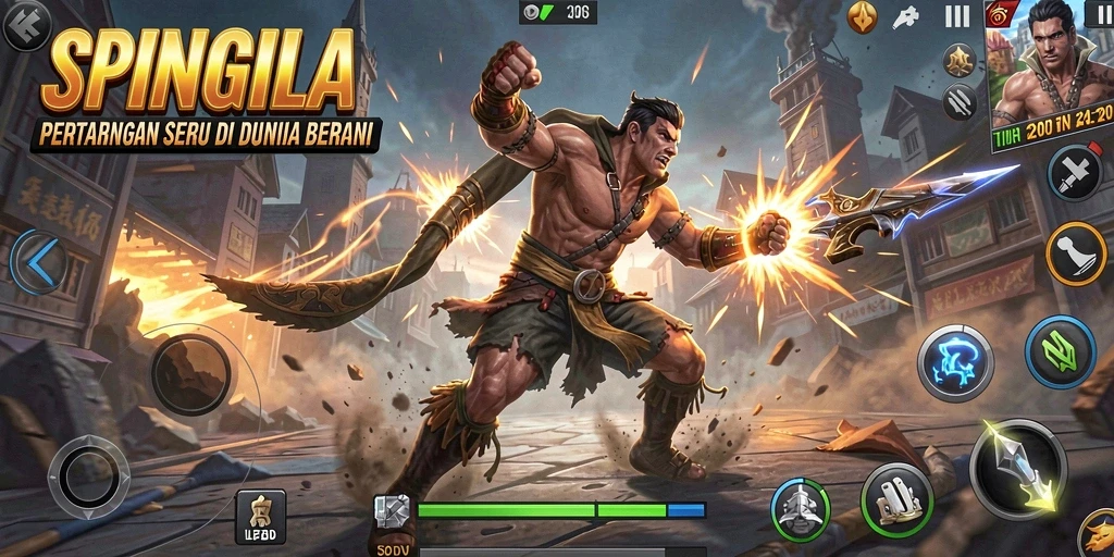 Tampilan menarik dari gameplay SPINGILA dalam pertempuran yang dinamis.