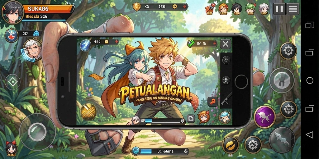 Tampilan menarik dari gameplay SUKA86 yang penuh aksi anime.