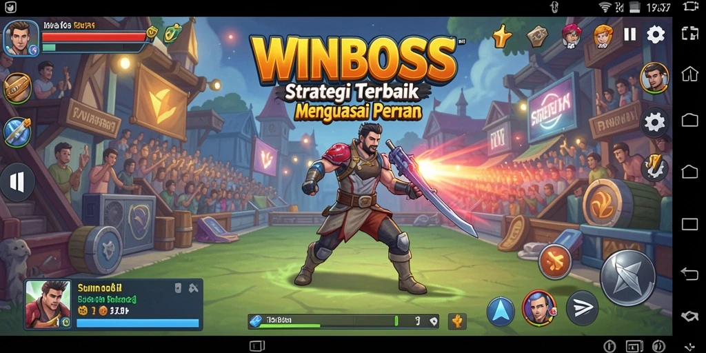 Screenshot gameplay WINBOSS menunjukkan pertarungan strategi yang intens.