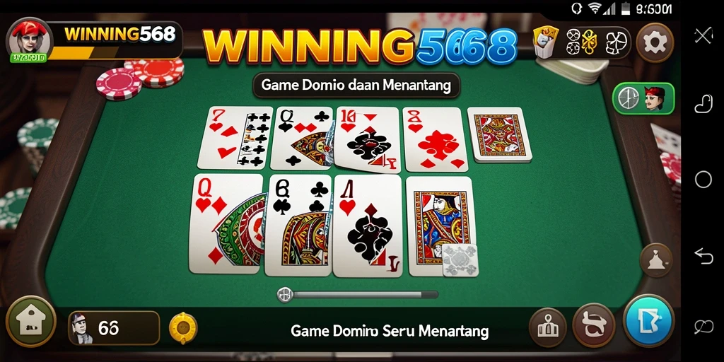 Tampilan gameplay yang seru dari WINNING568 saat menyusun kartu Domino.
