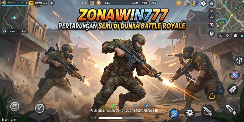 Tampilan seru gameplay ZONAWIN777 dalam pertempuran Battle Royale.
